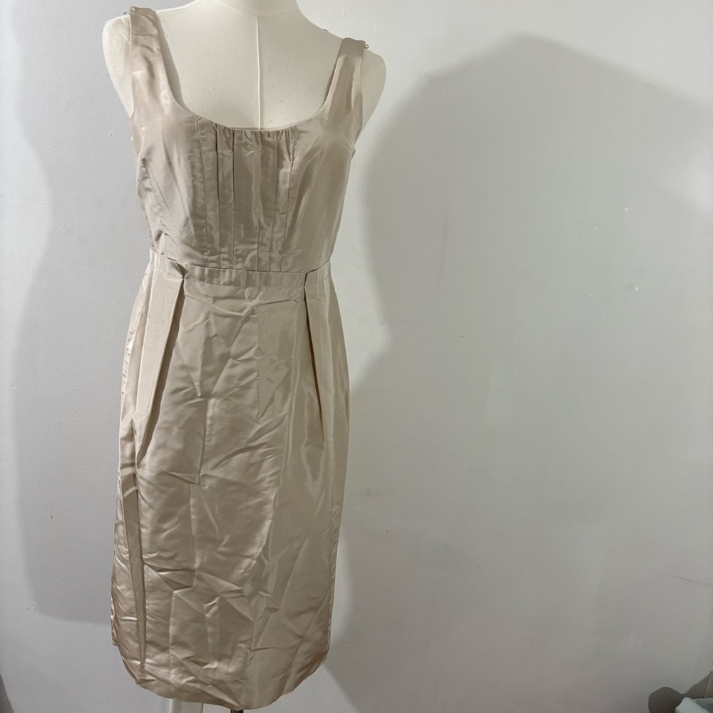 J. Crew 100% Silk Ivory Clementine Dress Sz 2 Sleeveless Bridal Cocktail Wedding